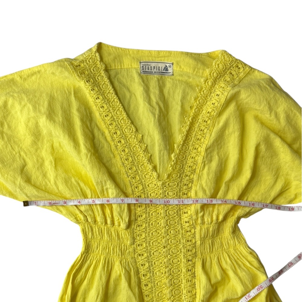 Seaspice Resort Wear Yellow Embroidered Cotton Dress Made in Peru Size M - Picture 10 of 10